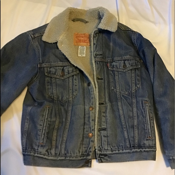 Vintage Levis Sherpa Lined Denim Jacket Size M Men Blue Trucker Jean